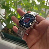  H11 Ultra Plus Smartwatch 49mm Compass Working | Titanium Alloy Case With Strap Lock And Real Screw On The Back - Black, 3 Months Cybzone Warranty, With Silver Mettal Strap
