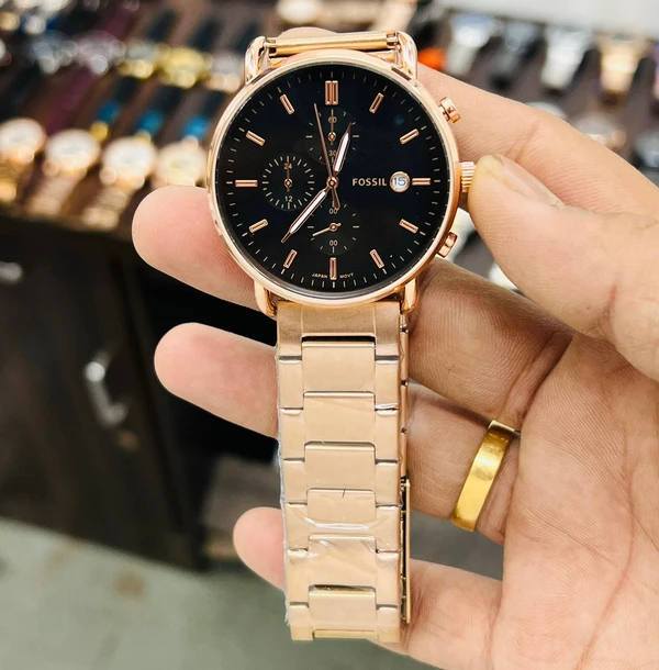 Analog Commuter Premium Collection With Brand Name Box Packing - Rose Gold/Black Dial