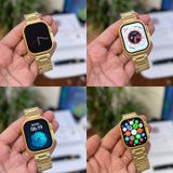 New 24K Gold Series 8 Ultra Gold Smartwatch With Ocean Strap And Metal Strap |  - 1 Month Cybzone Warranty