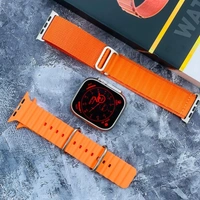 DTNO1 DT8 Ultra Max Smart Watch Upgraded for Men 49mm 2.1 Inch Screen Bluetooth Call Compass GPS Sport Smartwatch IP68 Waterproof - Orange, 3 Months Cybzone Warranty