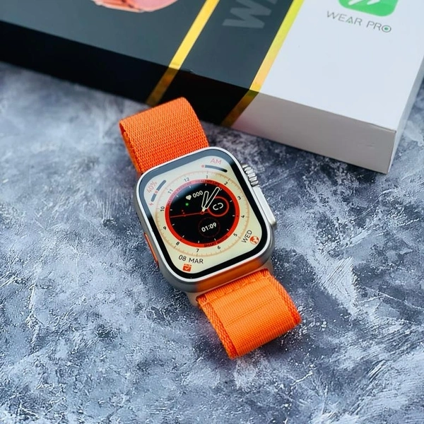 DTNO1 DT8 Ultra Max Smart Watch Upgraded for Men 49mm 2.1 Inch Screen Bluetooth Call Compass GPS Sport Smartwatch IP68 Waterproof - Orange, 3 Months Cybzone Warranty