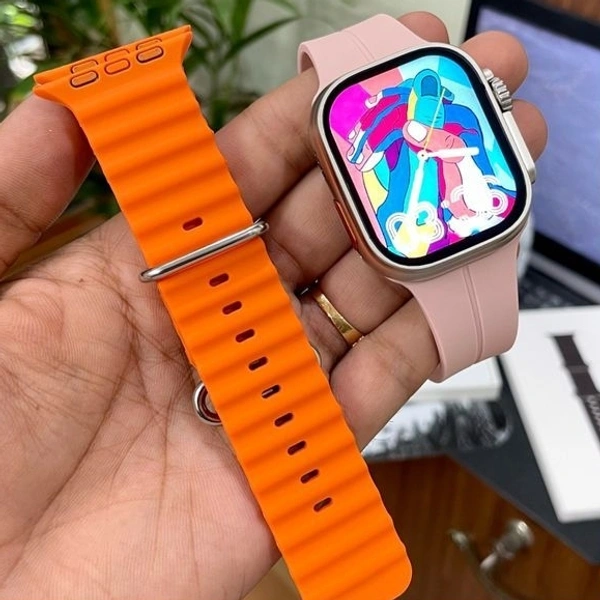 Series 8 Ultra Logo With On /Off Triple Buttons With Box Pure 49 Mm 1:1 Dial With Premium Strap  - 1 Month Cybzone Warranty, Pink