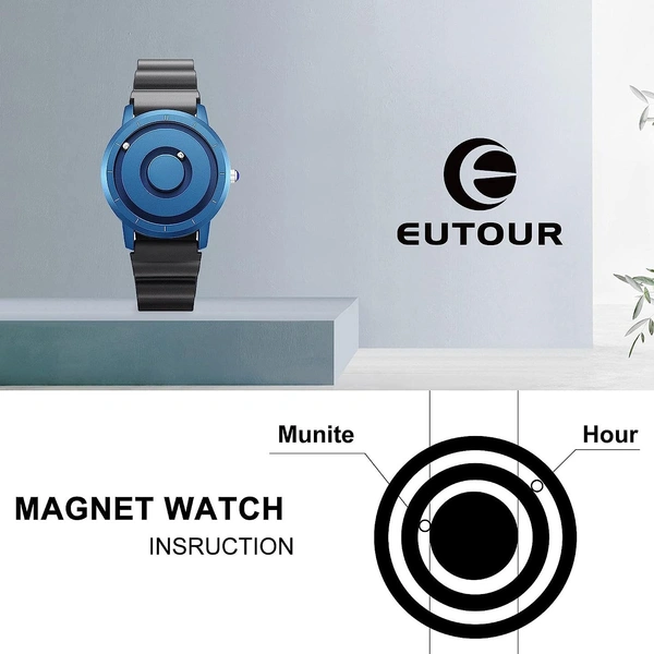 Original Magneto Jupiter Mens Watch Magnetic Balls Minimalist Dress Simplicity Quartz Watches with Mesh Stainless Steel Strap - Blue, 1 Month Cybzone Warranty