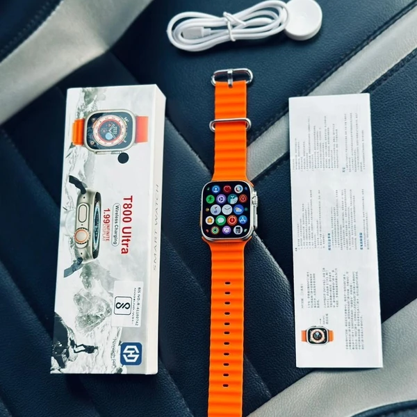 Hiwatch Pro T800 Series 8 Ultra Budget Smartwatch | 1.99 Infinity Display, Aluminium Case - Orange