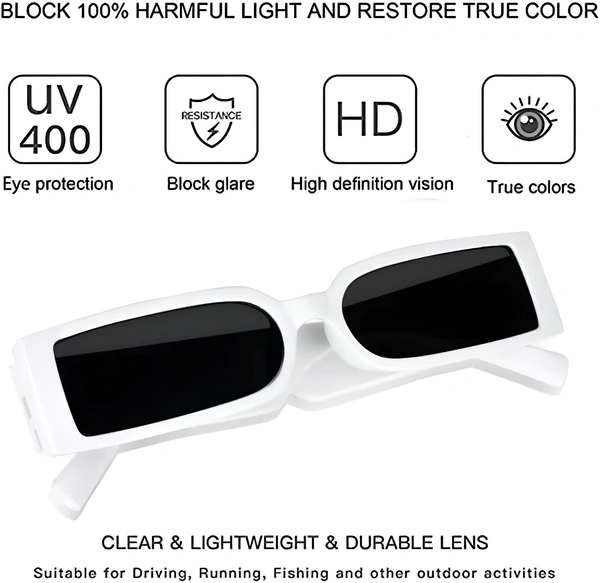 Square Frame Fashion Unisex Glasses - White