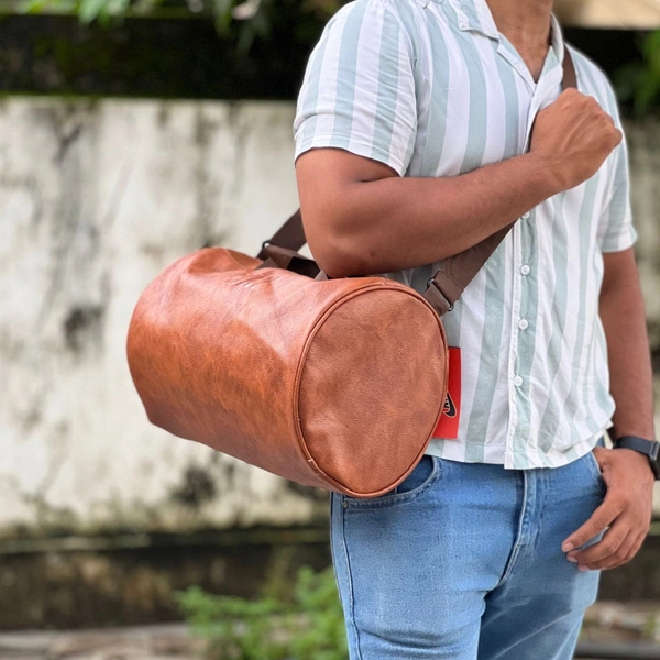 Leather Travel Duffle Bag Sports Gym Shoulder Handbag for Men Outdoor Weekend Bag for Women with Shoe Compartment Luggage Bag - SRGB2