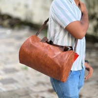 Leather Travel Duffle Bag Sports Gym Shoulder Handbag for Men Outdoor Weekend Bag for Women with Shoe Compartment Luggage Bag - SRGB2
