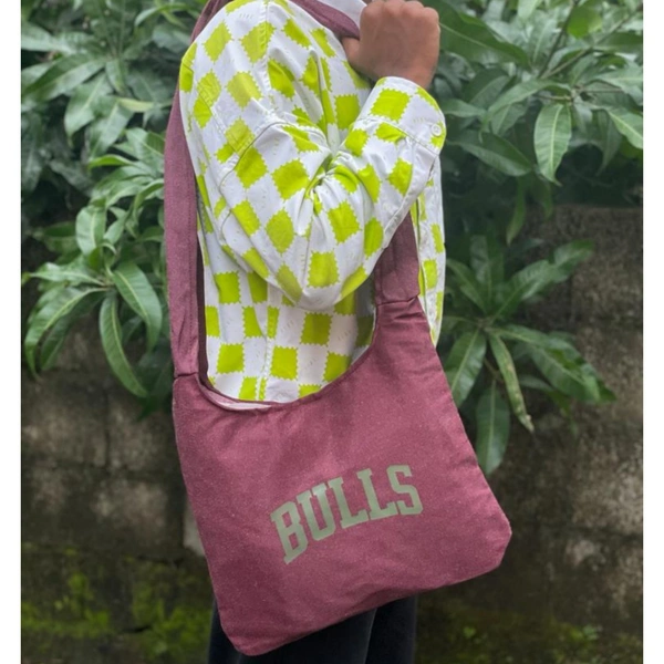 Cotton Linen Adjustable Tote Bag With Bulls Print - CBTDM1