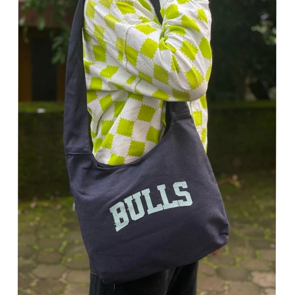 Cotton Linen Adjustable Tote Bag With Bulls Print - CBTDM5