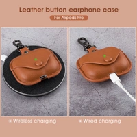 Leather Earphone Case - Cover Drop- Proof Anti- Scratch Charging Earphones Shell for Storage Pro Headphones Leather Bag Portable Accessories Light Case Brown