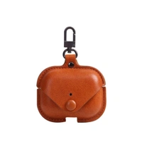 Leather Earphone Case - Cover Drop- Proof Anti- Scratch Charging Earphones Shell for Storage Pro Headphones Leather Bag Portable Accessories Light Case Brown