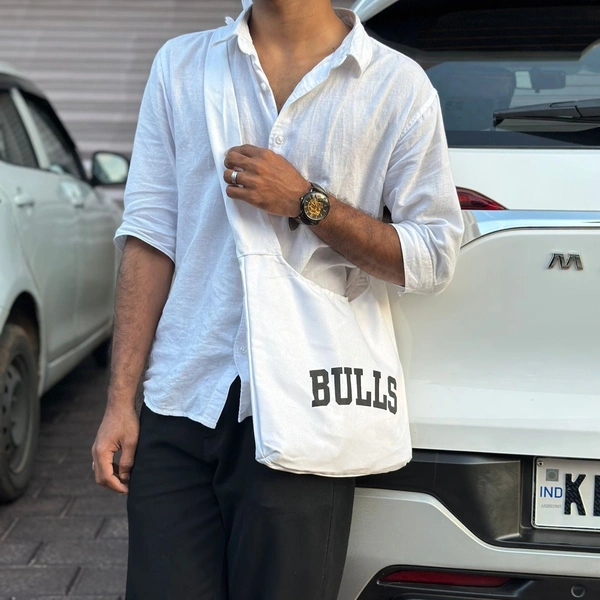 Letter Printed High-capacity Canvas Slouchy Shoulder Bag | Ultra Sporty Messenger Sling Bag For Multipurpose Use