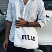 Letter Printed High-capacity Canvas Slouchy Shoulder Bag | Ultra Sporty Messenger Sling Bag For Multipurpose Use