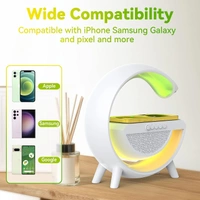 Wireless Charging Atmosphere Lamp with Bluetooth Speaker FM Radio 6 RGB Music sync Lighting Mode for Bedroom Office Birthday Gift for Women Men Girls Boys Ideas White 2023 Gift - 1 Month Cybzone Warranty