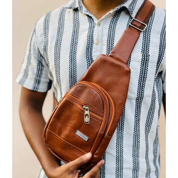High Quality Men Genuine Leather Cowhide Vintage Sling Bags Chest Back Day Pack Travel Fashion Cross Body Messenger Shoulder Bag - TFBA1