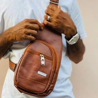 High Quality Men Genuine Leather Cowhide Vintage Sling Bags Chest Back Day Pack Travel Fashion Cross Body Messenger Shoulder Bag - TFBA1