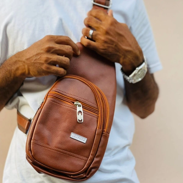 High Quality Men Genuine Leather Cowhide Vintage Sling Bags Chest Back Day Pack Travel Fashion Cross Body Messenger Shoulder Bag - TFBA1
