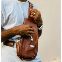 High Quality Men Genuine Leather Cowhide Vintage Sling Bags Chest Back Day Pack Travel Fashion Cross Body Messenger Shoulder Bag - TFBA1