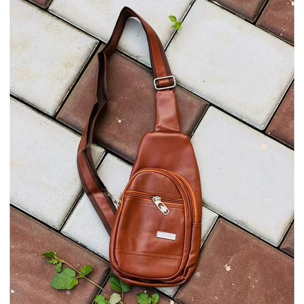High Quality Men Genuine Leather Cowhide Vintage Sling Bags Chest Back Day Pack Travel Fashion Cross Body Messenger Shoulder Bag - TFBA1