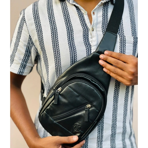 High Quality Men Genuine Leather Cowhide Vintage Sling Bags Chest Back Day Pack Travel Fashion Cross Body Messenger Shoulder Bag - TFBA3