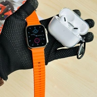 I8 Ultra Max Smartwatch And Air Pods Pro Awesome Quality With Premium Quality Silicon Case - Orange