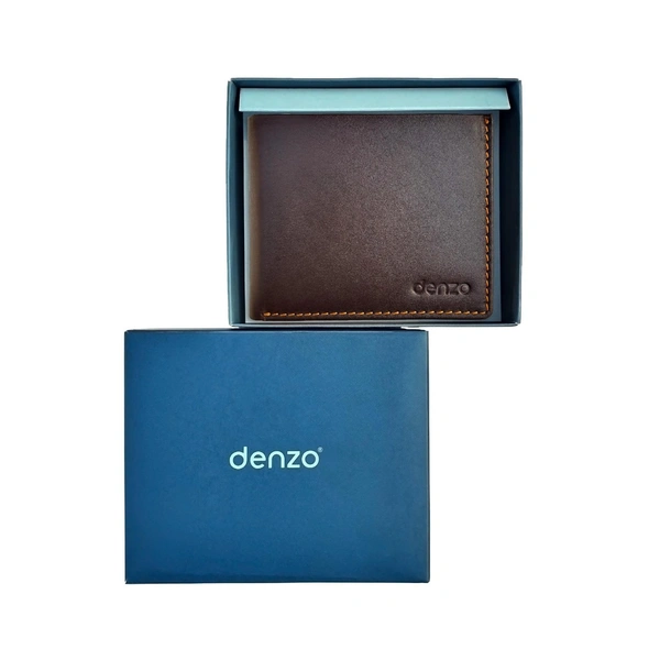 DENZO Flap Leather Wallet with Advanced RFID Protection for Men and Women (Coffee Brown)