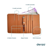 Denzo Men's Bi-fold Leather Wallet With Advanced Rfid Protection | Genuine Imported Leather Wallet  - DEN-TAN-FLP