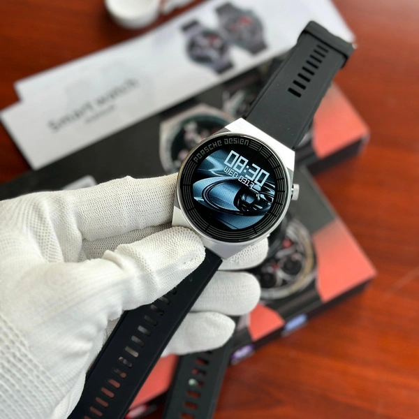 2023 New Round GT8 Porsche Design Smartwatch Pressure Blood Oxygen Monitoring Round Smart Watch For Android And iOS - Silver
