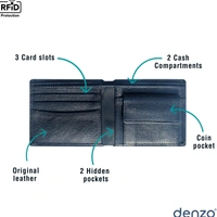 Denzo Men's Bi-fold Leather Wallet With Advanced Rfid Protection | Genuine Imported Leather Wallet 
