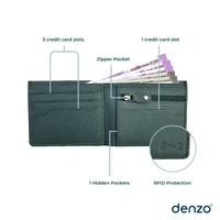 Denzo Men's Bi-fold Leather Wallet With Advanced Rfid Protection | Genuine Imported Leather Wallet  