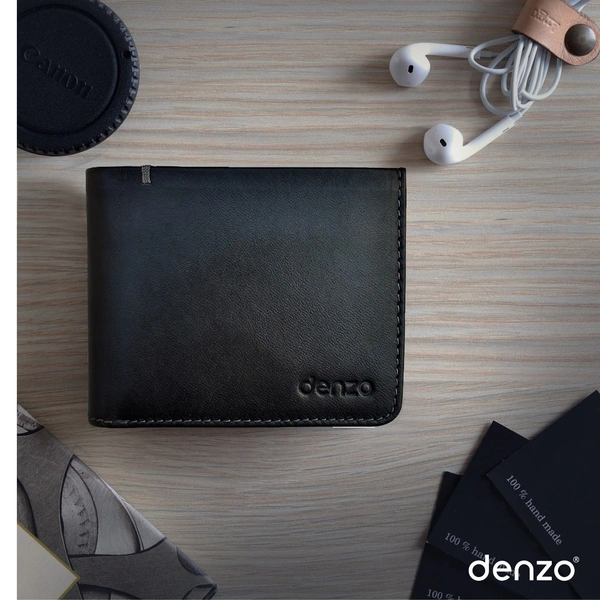 Denzo Men's Bi-fold Leather Wallet With Advanced Rfid Protection | Genuine Imported Leather Wallet  - Black