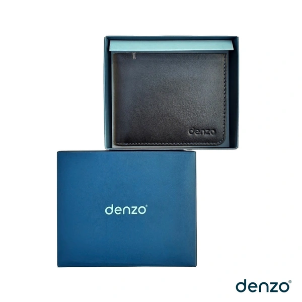 Denzo Men's Bi-fold Leather Wallet With Advanced Rfid Protection | Genuine Imported Leather Wallet  - Black