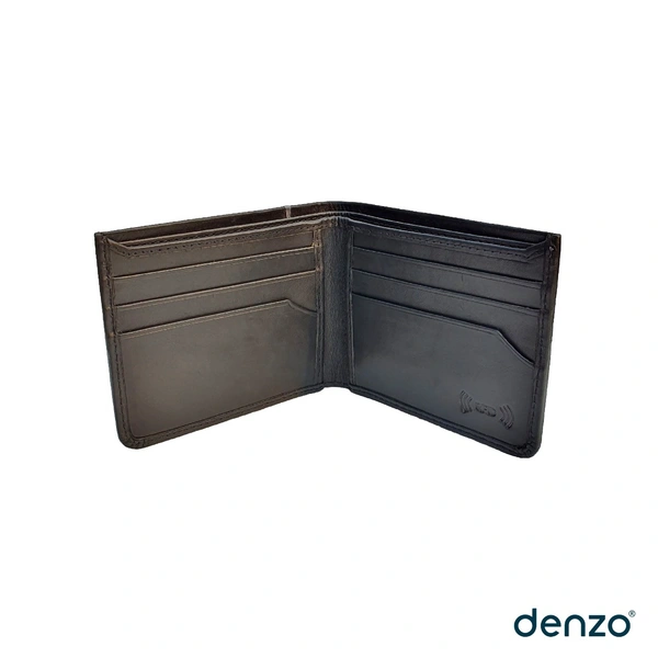 Denzo Men's Bi-fold Leather Wallet With Advanced Rfid Protection | Genuine Imported Leather Wallet  - Black