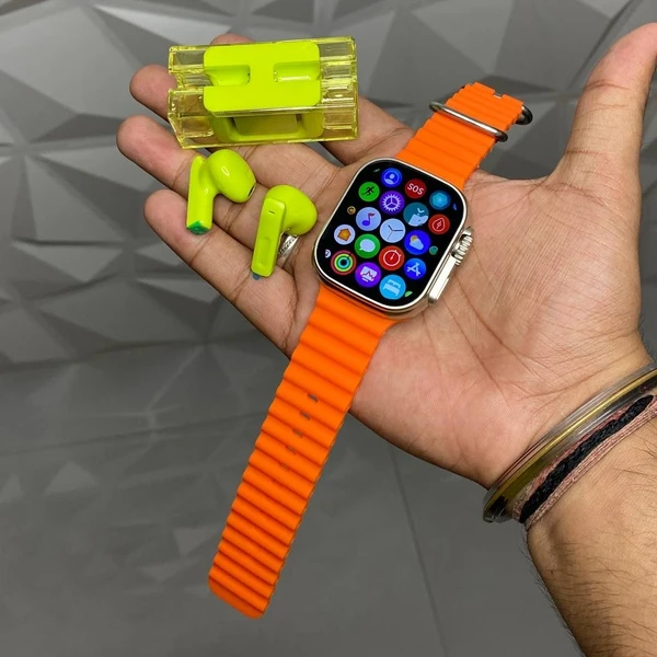 T10 Ultra SmartWatch And Buds E90 Combo Offer - Orange