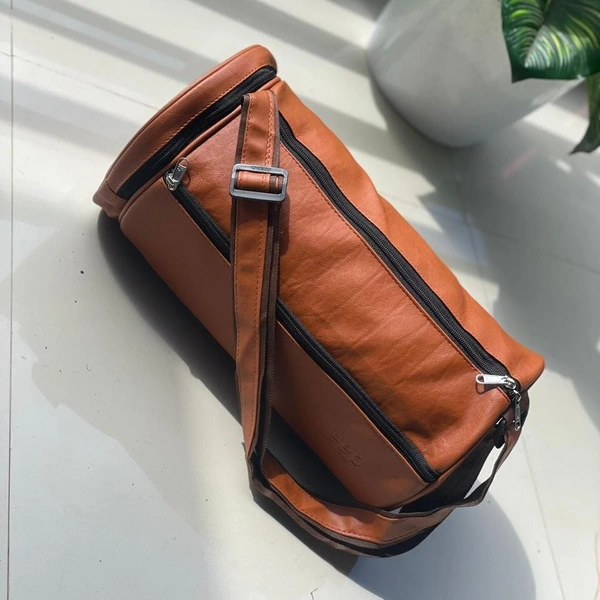 New Retro Small Round Bucket Bag Men And Women Casual Trend Single Backpack Pu Leather Shoulder Messenger Bag - Brown