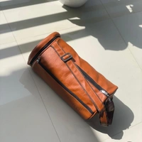 New Retro Small Round Bucket Bag Men And Women Casual Trend Single Backpack Pu Leather Shoulder Messenger Bag - Brown