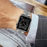 Silver Link Metal Strap For Apple Watch Series 8/7/6/5/4/3/2/1 SE Ultra
