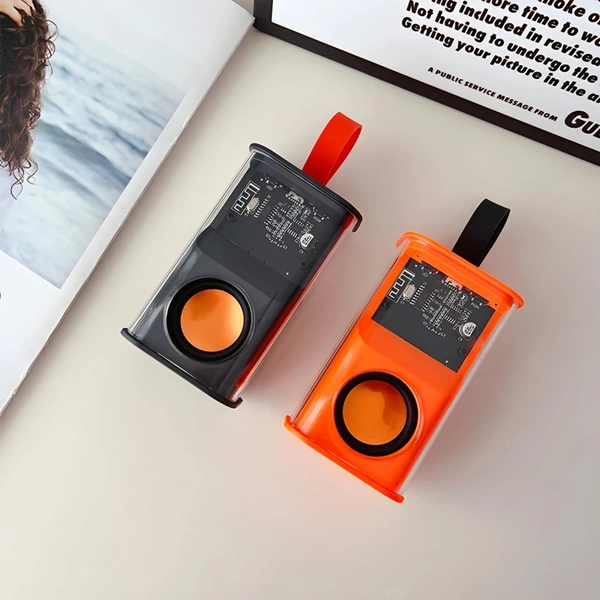 Transparent Mecha Wireless Bluetooth Speaker Portable Mini Subwoofer Support 3D Surround Sound TWS Series Audio Loudspeaker - Orange