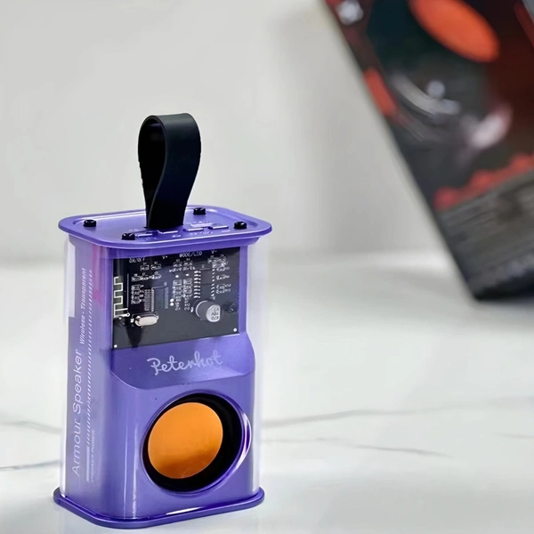 Transparent Mecha Wireless Bluetooth Speaker Portable Mini Subwoofer Support 3D Surround Sound TWS Series Audio Loudspeaker - Purple