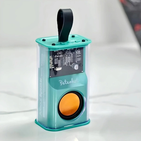 Transparent Mecha Wireless Bluetooth Speaker Portable Mini Subwoofer Support 3D Surround Sound TWS Series Audio Loudspeaker - Sky Blue