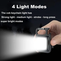 Soseelnee COB Keychain Light,Rechargeable Led Small Flashlight 500 Lumens Bright 4 Light Modes Pocket Emergency Work Light with Corkscrew & Magnet Base for Indoor Outdoor Use  - Pack 4