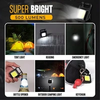 Soseelnee COB Keychain Light,Rechargeable Led Small Flashlight 500 Lumens Bright 4 Light Modes Pocket Emergency Work Light with Corkscrew & Magnet Base for Indoor Outdoor Use  - Pack 4