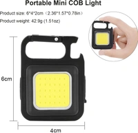 Soseelnee COB Keychain Light,Rechargeable Led Small Flashlight 500 Lumens Bright 4 Light Modes Pocket Emergency Work Light with Corkscrew & Magnet Base for Indoor Outdoor Use  - Pack 4