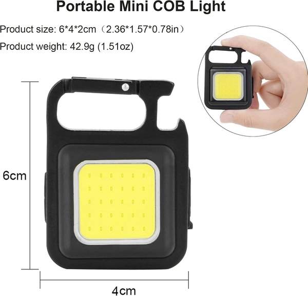 Soseelnee COB Keychain Light,Rechargeable Led Small Flashlight 500 Lumens Bright 4 Light Modes Pocket Emergency Work Light with Corkscrew & Magnet Base for Indoor Outdoor Use  - Pack 4