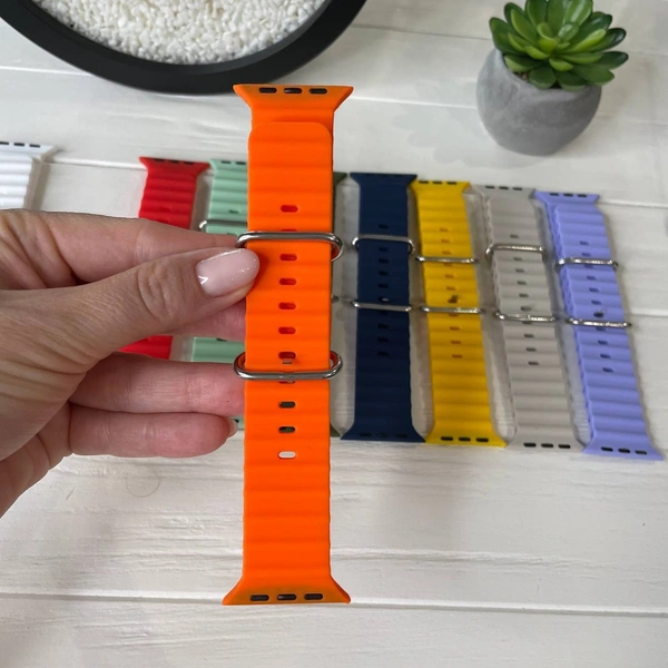 Silicone Ocean Band Compatible with Apple Watch Straps 49mm 45mm 44mm 42mm, Adjustable Breathable Sport Loop for iWatch Ultra 2, Ultra Series 9 8 7 6 5 4 SE/SE2 3 2 1 (Watch Not Included) - OSRP1