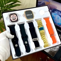 One Of The Latest Ultra Smartwatch With 5 Different Strap Combo | Best Quality Products - Gold