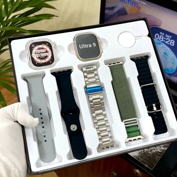 One Of The Latest Ultra Smartwatch With 5 Different Strap Combo | Best Quality Products - Silver