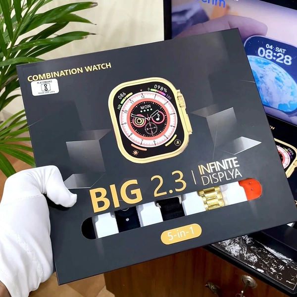 One Of The Latest Ultra Smartwatch With 5 Different Strap Combo | Best Quality Products - Silver