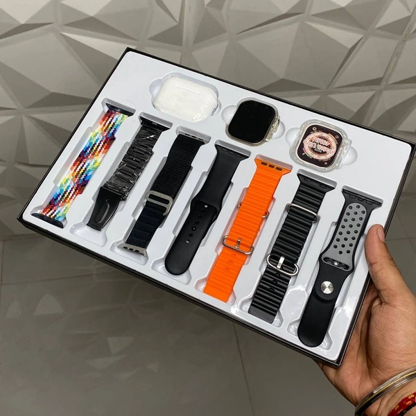 Festival Gift Combo Set 10 in 1 | Ultra Smartwatch, Tws Pro , Case and 7 Straps 