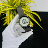 Unique Watche Men Fasion Turntable No Pointer Quartz Watch Clock Mesh Band Male Wristwatch Relogio Masculino Gift For Men